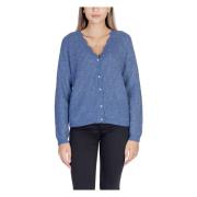 Vila Blå V-Neck Button-Up Cardigan Blue, Dam