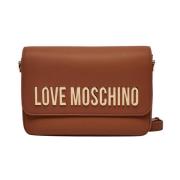 Love Moschino Brun axelväska med lockstängning Brown, Dam