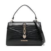 Love Moschino Svart Krokodileffekt Väska Black, Dam