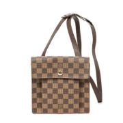 Louis Vuitton Vintage Pre-owned Belagd canvas axelremsvskor Brown, Dam