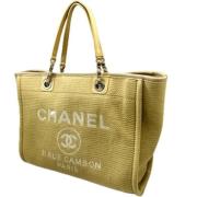 Chanel Vintage Pre-owned Canvas chanel-vskor Beige, Dam