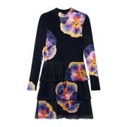 Desigual Blommig Långärmad Svart Klänning Black, Dam