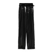 Emporio Armani Svarta paljettbyxor med sammetsspets Black, Dam