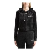 Juicy Couture Dragsko Dragkedja Enfärgad Logo Hoodie Black, Dam