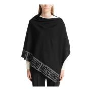 Moschino Enkel Logo Poncho Black, Dam