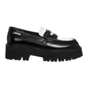 Moschino Multifärgad Hearted Brogue Loafers Black, Dam