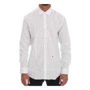 Moschino Slim Fit Skjorta med Broderad Hjärtlogotyp White, Herr