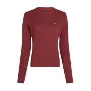 Tommy Jeans Stilren Stickad Topp Red, Dam