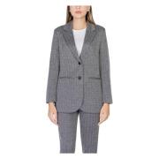 Ichi Svart Pinstripe Knapp Blazer Black, Dam