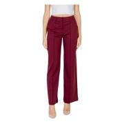 Ichi Bordeaux Plain Byxor Dragkedja Knappstängning Red, Dam