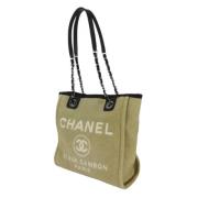 Chanel Vintage Pre-owned Canvas chanel-vskor Beige, Dam