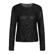 Bruuns Bazaar Svart Paljettblus Elegant Stil Black, Dam