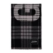 Jean Paul Gaultier Rutig ullscarf med fransar Gray, Dam