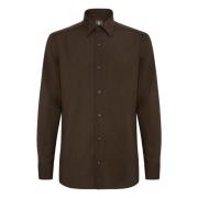 Boggi Milano Regular Fit Ullskjorta Brown, Herr