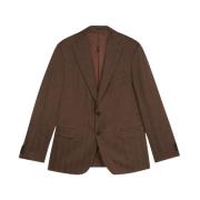 Brooks Brothers Brun Virgin Ull och Linne Blazer Brown, Herr