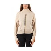 Hanita Dam Stickad Pullover Tröja Beige, Dam