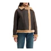 Blancha Shearling Jacka med Bred Krage Brown, Dam