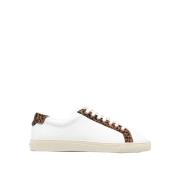 Saint Laurent Leopardmönstrade Sneakers för Hög Stil White, Dam