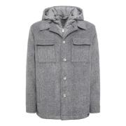 Boggi Milano B Link Skjortjacka I Ull Med Bib Gray, Herr