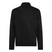 Boggi Milano Mock Polo Neck Jumper Black, Herr