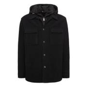 Boggi Milano Link Skjortskjorta I Ull Med Bib Black, Herr