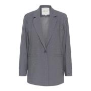 Cream Grå Melange Blazer Jacka Stilren Löst Passform Gray, Dam