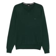 Hugo Boss Ullstickat med broderat logotyp Green, Herr