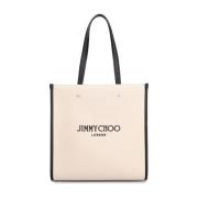 Jimmy Choo Logo Toteväska med Läderdetalj Beige, Dam