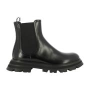 Alexander McQueen Chelsea Boots i borstat läder Black, Dam