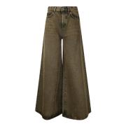 Amish Högmidjade Breda Jeans Brown, Dam