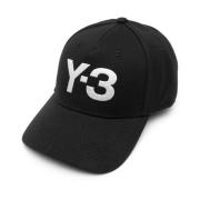 Y-3 Svart broderad logobasebollkeps Black, Dam