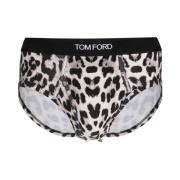 Tom Ford Animal Print Låg Midja Stretch Bomull Underkläder Beige, Herr