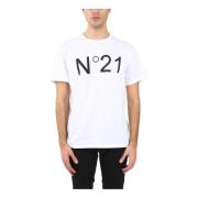 N21 Bomull T-shirt med Tryckt Logotyp White, Herr