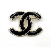 Chanel Vintage Pre-owned Metall broscher Black, Dam