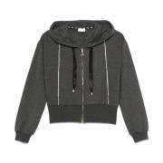 Liu Jo Studded Zip-Up Hooded Sweater Gray, Dam