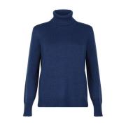 Gran Sasso Navy Blue Turtleneck Sweater Blue, Dam