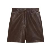 Max Mara Weekend Stiliga lamm lädershorts Brown, Dam