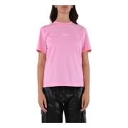 Msgm Logo Print Regular Fit T-Shirt Pink, Dam