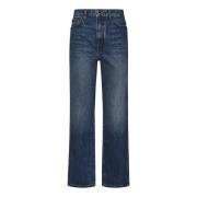 Khaite Blå Faded High-Waisted Cropped Jeans Blue, Dam