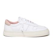 D.a.t.e. Vit Rosa Läder Sneakers Italien Tillverkad White, Dam