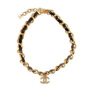 Chanel Vintage Pre-owned Tyg halsband Yellow, Dam