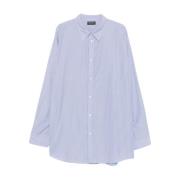 Balenciaga Oversized Randig Poplin Skjorta Blue, Herr