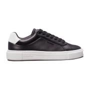 Calvin Klein Svarta läder låga sneakers Black, Dam