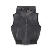 Diesel Quiltad Svart Gilet med Huva Black, Dam