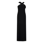 Max Mara Svart Korsad Halsring Klänning Aw24 Black, Dam