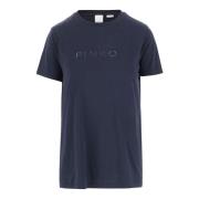 Pinko Navy T-shirt med broderad logotyp Blue, Dam