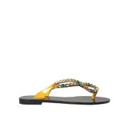 Dolce & Gabbana Leopardmönstrade Platta Sandaler Yellow, Dam