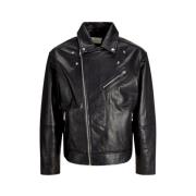 Jack & Jones Läder Bikerjacka Black, Herr