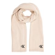 Calvin Klein Jeans Enfärgad Scarf med Logobroderier Beige, Dam