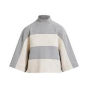 Essentiel Antwerp Våffelsweatshirt med breda ränder Gray, Dam